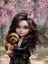 Дневник для мл.кл. "Брюнетка с собачкой" тв.переплёт, глянц.ламинация, пантон, шпаргалка для мл.классов