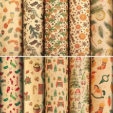 Бумага упаковочная 70*100см "Christmas Kraft" крафт, НГ, инд.уп., ассорти