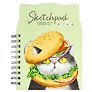 Скетчбук А5 100л "Вкусный кот" белый офсет, 100г/м2, фигурная вырубка, тв.обложка, гребень