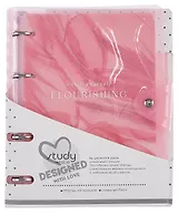 Тетрадь 120л кл. "Easiness", розовый, на кольцах, прозр.пластик, шелкография