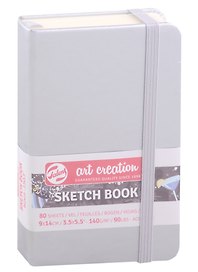 Блокнот для зарисовок 9*14см 80л "Art Creation" 140г/м2, 7БЦ, Блестящее серебро (цвет металлик), Fabriano