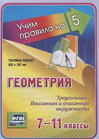 Геометрия. Треугольник. Вписанная и описанная окружности. 7-11 классы. Таблица-плакат (420х297)