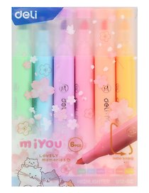 Текстовыделители 06цв "MiYou" скош. наконечник, 1-5мм, Deli