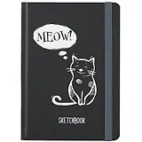 Скетчбук А5 80л "Кошка" 70г/м2, кремовая бумага, тв. переплет, резинка