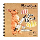 Скетчбук 195*195 40л для маркеров "Кролик", крафт. бумага, 90г/м2, тв.обложка, гребень