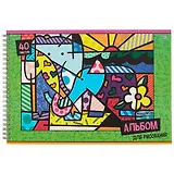 Альбом для рисования BG, Romero Britto, А4, 40 листов, на евроспирали, в ассортименте