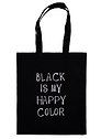 Сумка-шоппер Black is my happy color, черная, текстиль 40см.*32см.