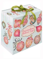 Коробка подарочная "Игрушки на голубом" 16*16*8 Новый год, картон