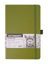 Скетчбук 13*21 80л "Sketchmarker" оливковый, 140г/м2, слоновая кость, тв.обл.