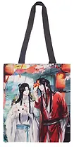 Сумка-шоппер Благословение небожителей Се Лянь и Хуа Чэн с масками (цветная) (текстиль, флис) (38х35) (12-11522-Z9)