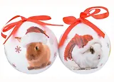 Набор елочных шаров НГ Кролики в колпачках (2 шт) (пластик) (7,5 см) (ПВХ Бокс)