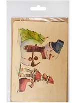 Открытка деревянная НГ Зебра и снеговик (Инга Пальцер)