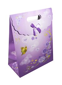 Пакет подарочный бумажный А4 24*12,5*32 "Фиалки" на липучке, мат. ламинат, выруб. ручка, ML