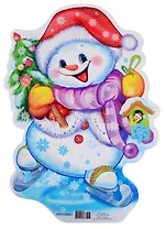 Мини-плакат "Снеговик с елкой"