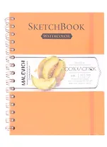 Скетчбук 15*20см 20л для акварели, 100% хлопок, оранжевый, спираль, 300 г/м, Малевичъ