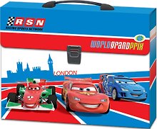 Портфель пластиковый А4+ "Тачки 2" на замке, с ручкой, Disney