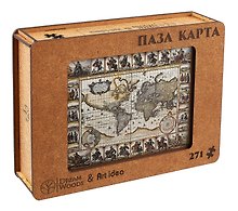 Фигурный пазл «Историческая карта мира», дерево, Art idea