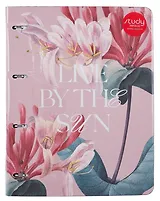 Тетрадь А4 120л кл. "Blossom", розовый, на кольцах, смен.блок, обл. кожзам, тиснение золотой фольгой, инд.уп