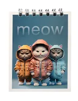 Блокнот А7 60л кл. "Коты в комбинезонах" спираль, УФ лак