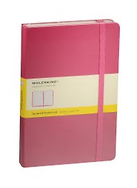 Книга для записей А5 120л кл. "Classic Large" розовая, жесткая обложка, резинка, Moleskine