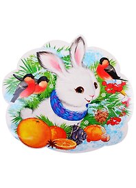 Плакат вырубной А4 "Заяц в дарах зимы"