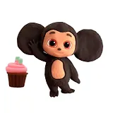 Фигурка Чебурашка, с аксессуаром вишневый маффин, Funky Toys, (4х11х13), (CHE2403-4)