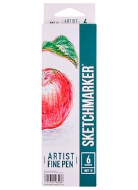 Ручки капиллярные 6цв Artist fine pen Basic 3, к/к, Sketchmarker