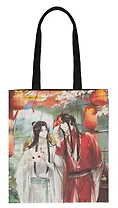 Сумка-шоппер Благословение небожителей Се Лянь и Хуа Чэн с масками (цветная) (текстиль) (40х32) (СК2024-275)
