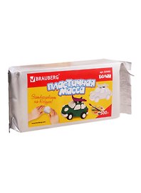 Пластичная масса для моделирования и лепки Brauberg, белая, отвердевающая, 500г