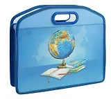 Папка для тетрадей А4 "ГЛОБУС" полипропилен, 37*30*11см, молния, вырубн.ручка в пласт.окантовке, дно с расширением