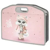 Папка для тетрадей А4 "Кошечка в пальто" полипропилен, 37*30*11 см, молния, дно с расширением