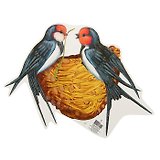 Плакат Ласточки в гнезде (ФМ-10474) (картон) (вырубка) (с блестками в лаке)