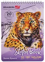 Скетчбук 165*240 20л белая бумага 180г/м, гребень, твердая обложка, BRAUBERG ART CLASSIC