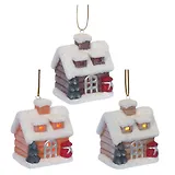 Украшение новогоднее Домик с подсветкой, 3 варианта (фарфор) (7х5х8) (753487)