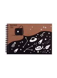 Скетчбук 140*200 20л "Космос в чашке" акварельн., с перф., 200г/м2, обл крафт рельеф. краска, евроспираль