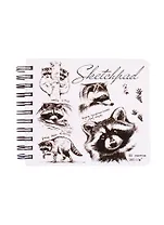 Скетчбук 155*180 80л "Енот" белый офсет, 160г/м2, тв.обложка, широкая евроспираль