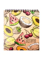 Скетчбук 168*195 40л "Фрукты" крафт бумага 80г/м2, карт.обл., тв.подложка, гребень