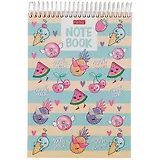 Блокнот А5 160л нелин. "Фруктис" трехцв.тонир.блок, пласт.спираль, мел.картон, УФ-лак