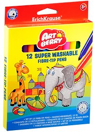 Фломастеры Art Berry, суперсмываемые 12 цветов
