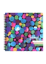 Скетчбук 195*195 45л "Коты и цветные круги" бел. каменная, черная, серая, зеленая, 120 г/м2, 245 г/м2, 80 г/м2, карт.обл., гребень