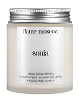 Свеча ароматическая Sonia (Кожа,Табак,Мускус,Черный перец,Черный чай,Амбра,Сандал,Кедр,Пачули) (110мл) (flame-MC011)