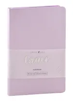Книга для записей А5- 80л кл. "Graсe" лавандовый туман, иск.кожа, ляссе, инд.уп.