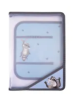 Папка для труда А4 "Енот" пластиковая, молния с 3х сторон, внутр.блок для канц.принадлежностей