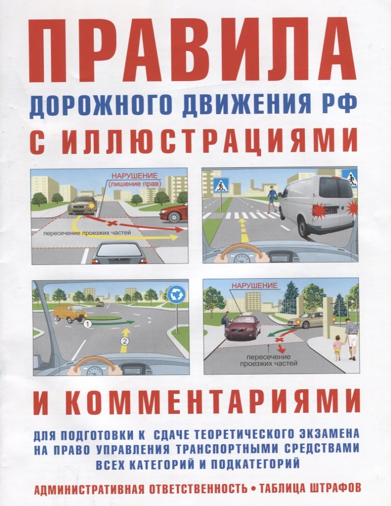 Правила дорожного движения РФ с иллюстрациями и комментариями для подготовки к сдаче теоретического экзамена на право управления транспортными средствами всех категорий и подкатегорий. Административная ответственность. Таблица штрафов
Правила дорожного движения РФ с иллюстрациями и комментариями для подготовки к сдаче теоретического экзамена на право управления транспортными средствами всех категорий и подкатегорий. Административная ответственность. Таблица штрафов
