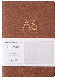 Записная книжка «Format» А6+, 80 листов в линейку, коричневая экокожа, Listoff