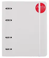 Тетрадь 120л кл. "Journal", белый, на кольцах, блинт.тиснение, верт.резинка, обл. кож.зам