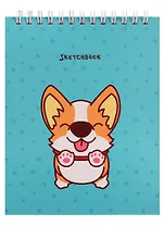 Скетчбук А6+ 125*160 40л "Собачка" белый офсет, нелинованн., 100г/м2, тв.обложка, евроспираль