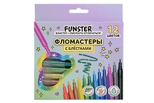 Фломастеры «Glitter» Funster, 12 цветов, с блестками