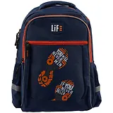 Рюкзак школьный "СЛЕДЫ" 31*42*15, полиэстер, резин.нашивка, шелкография, 1отд., молния, спинка из сетч. ткани и поролона, пласт.ножки, инд.уп.