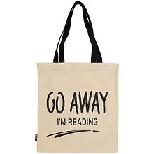 Сумка-шоппер Go away Im reading бежевая, текстиль 40см.*32см.